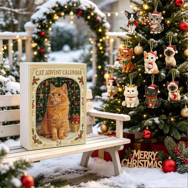 24-dages julekalender med katte – Akrylpynt – til juletræet