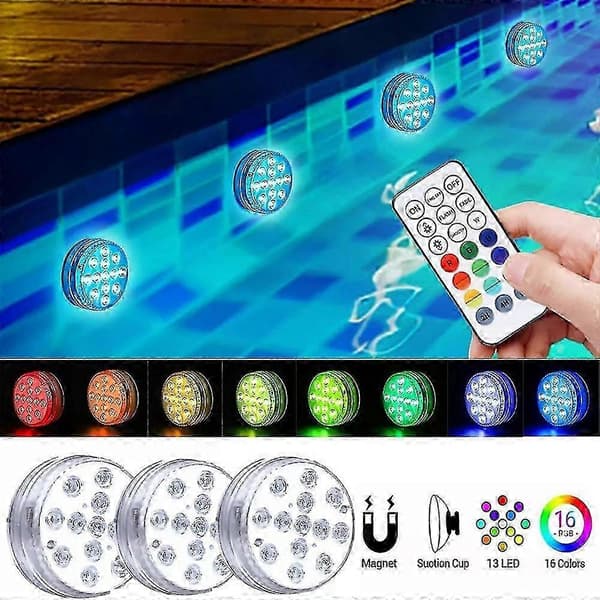 RF Undervands LED-lys med magnet til pool akvarium springvand dam dekorativt lys