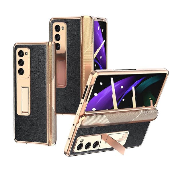 Til Samsung Galaxy Z Fold2 5G Galvanisert Armor Cross Texture Telefondeksel