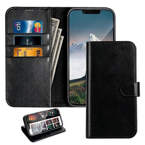 iPhone 16 Plus - Bogomslag Etui Mobilpung Sort