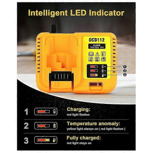EU-plugg litiumbatterilader for 12V 20V Max elektroverktøy erstatningsadapter
