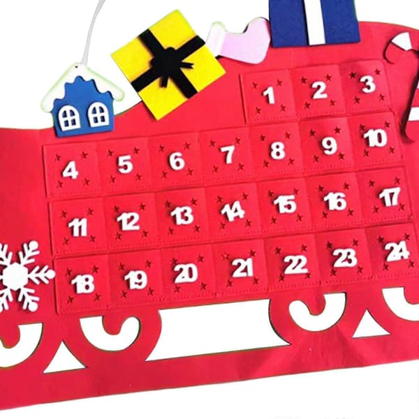 Hengende julekalender håndlaget 3D 24 dagers julepynt gjenbrukbar