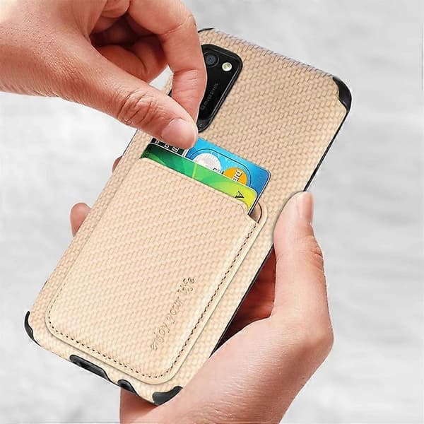 För Samsung Galaxy A41 kolfiberläderkort Magsafe Phone Case