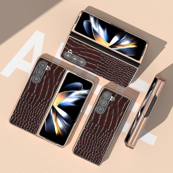 Til Samsung Galaxy Z Fold5 Krokodille Tekstur Læder Nano Galvanisering Telefoncover
