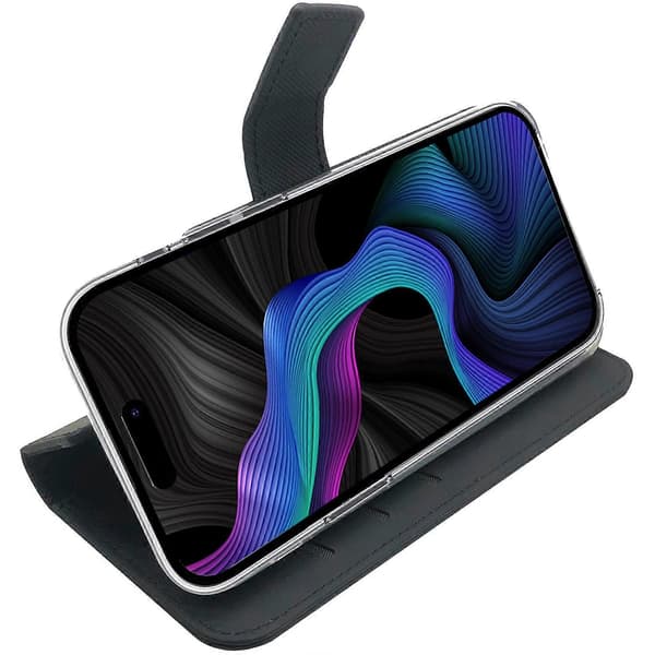 Wally Wallet Case iPhone 15 Musta