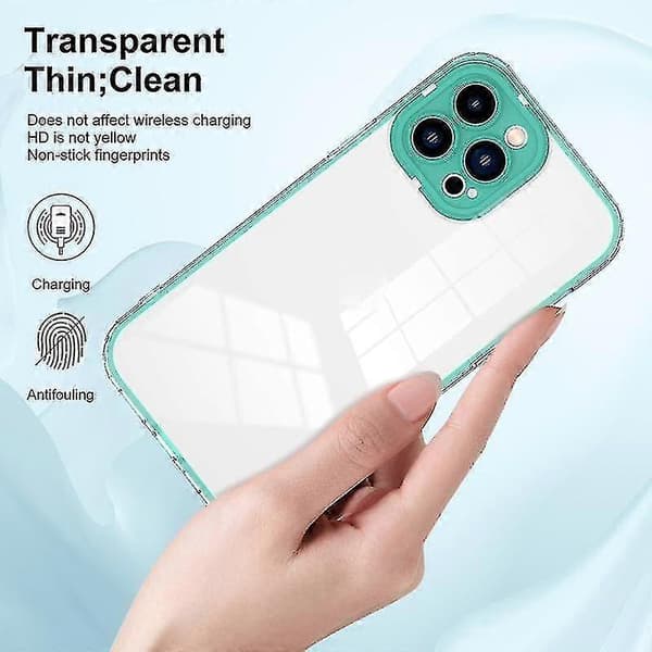 Til iPhone 13 Pro 3-i-1 klart TPU farve PC ramme telefoncover (lysegrøn)