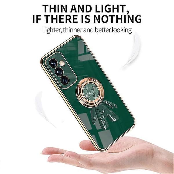 För Samsung Galaxy A22 6D-plätering Astronaut Ring Kickstand Phone Case