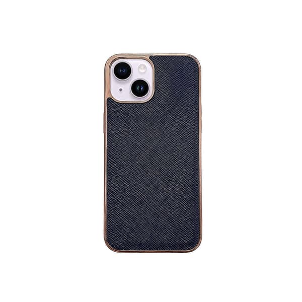För iPhone 13 Nano Galvanisering Kors Textur Läder Telefonfodral