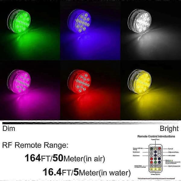 RF Undervands LED-lys med magnet til pool akvarium springvand dam dekorativt lys