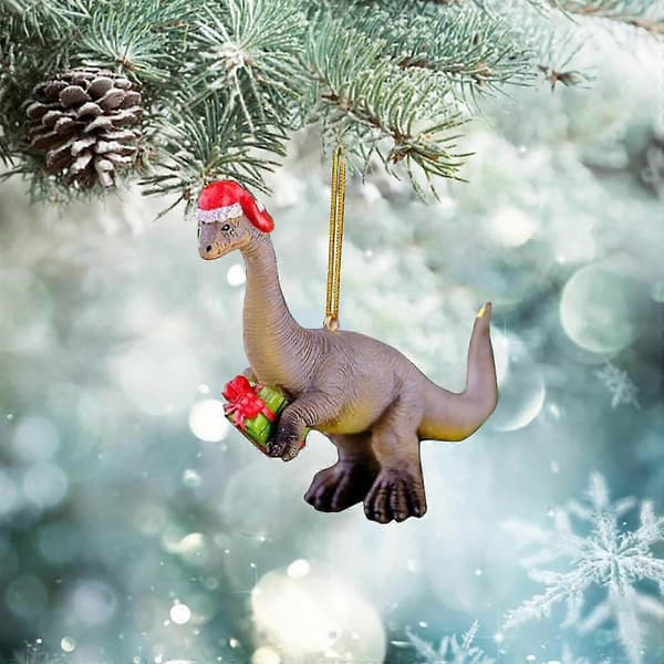 (A) Julepynt Jule-dinosaur i træ Juletræspynt i træ