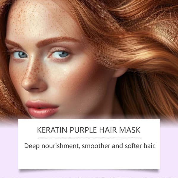 Hoegoa Lilla Keratin Hårmaske Nærer, Lysner, Efterlader Duft, Blødgør, Glatter Og Krøller Hår
