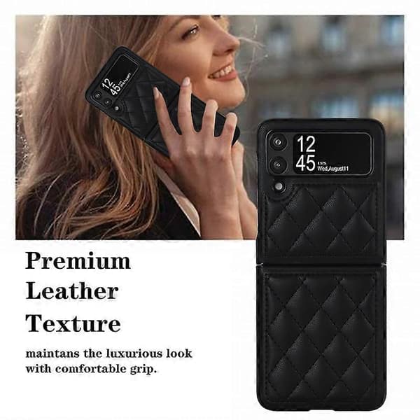 För Samsung Galaxy Z Flip4 Rhombic Microfiber Folding Phone Case