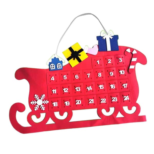 Hengende julekalender håndlaget 3D 24 dagers julepynt gjenbrukbar