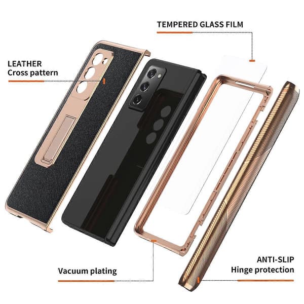 För Samsung Galaxy Z Fold2 5G Galvaniserat Pansar Kors Textur Telefonfodral