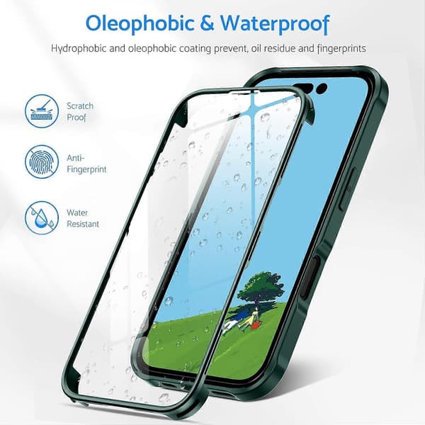 Dobbeltsidig telefondeksel i plastglass til iPhone 16