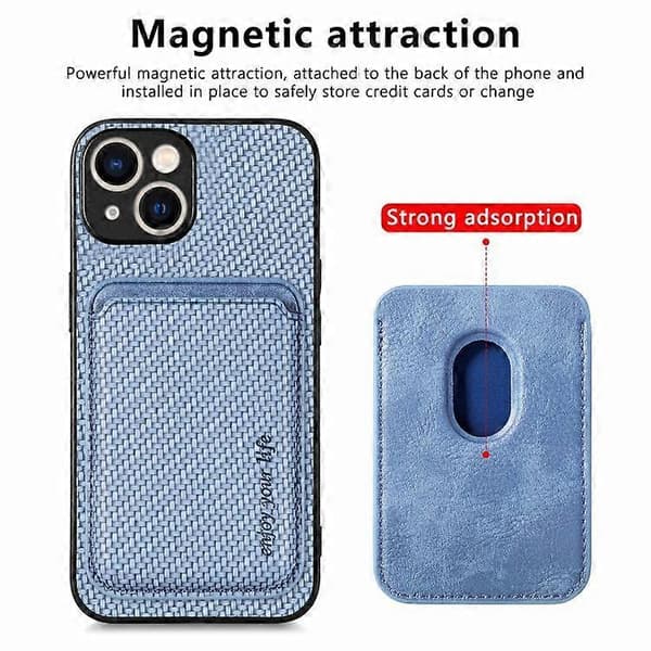 For iPhone 15 Karbonfiber Skinnkort Magsafe Telefondeksel