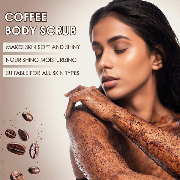 Kaffe Eksfolierende Kropsscrub Eksfoliator - Dødehavssalt Kaffescrub til Ansigt, Krop, Ben & Fødder Bedste Kropseksfoliator & Cellulitefjerner - Kropskaffe