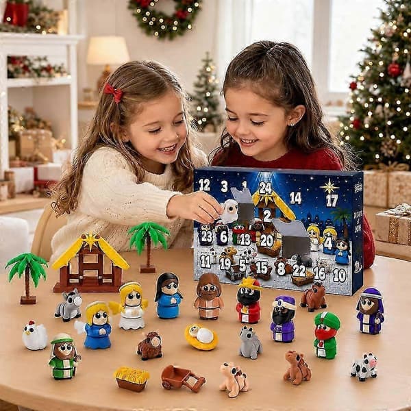 2026 3D-printet adventskalender med bønnefigurer, 24-dagers jule-nedtelling