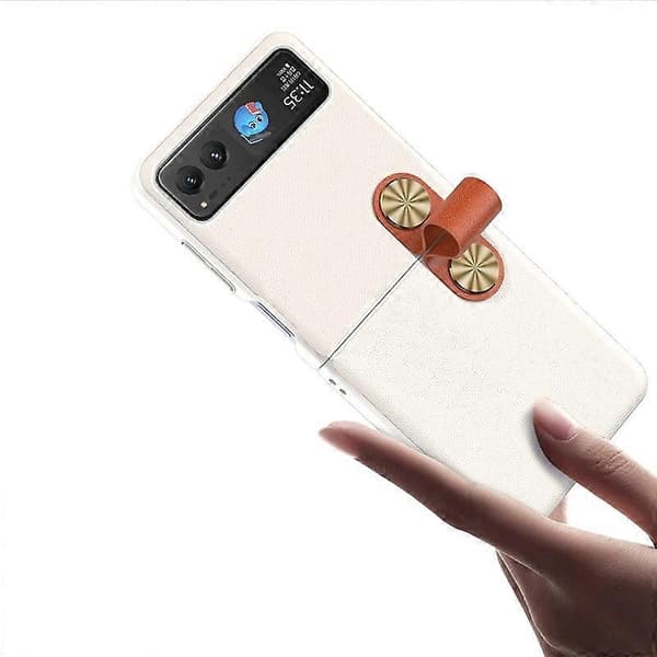 För Motorola Razr 40 5G Telefonfodral (Vit/Brun)
