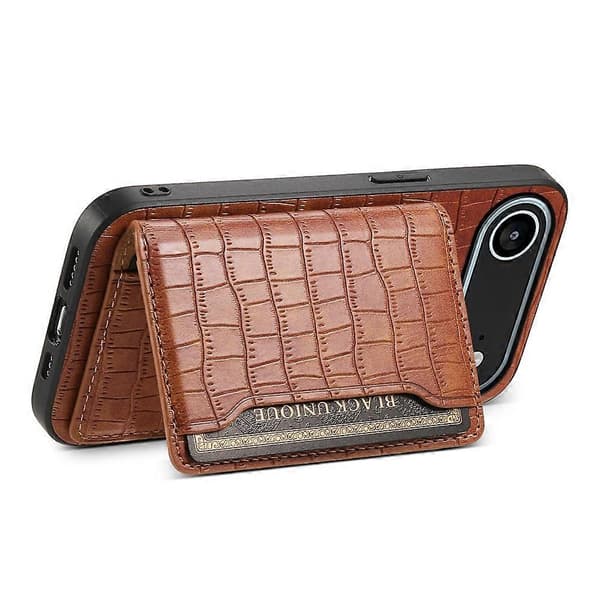 Compatible For iPhone 17 Air Case Card Holder Stand Crocodile Texture Leather Back Phone Cover