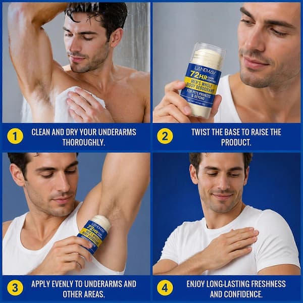 Deodorantstift for hele kroppen for menn, 72 timers luktkontroll (40g)