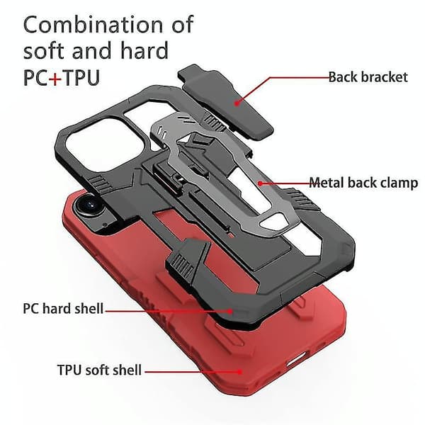 For iPhone 13 Mini Machine Armor Warrior Shockproof PC + TPU Protective Case (Black)