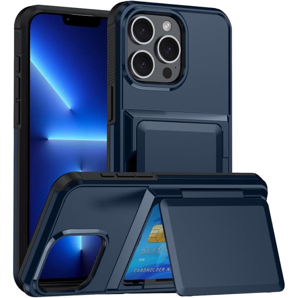För iPhone 13 Pro Fodral Kortplats TPU+PC Ställ Telefonfodral