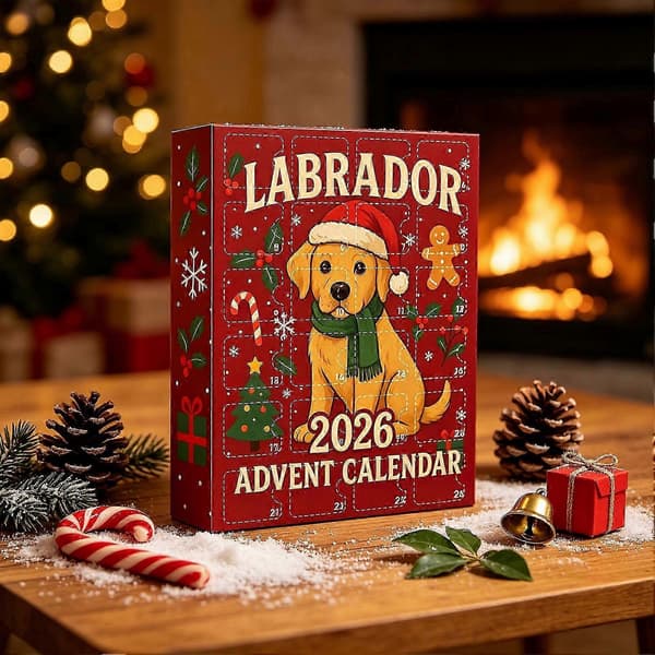 24-dages jule-nedtælling Labrador julekalender med akryl-hundepynt