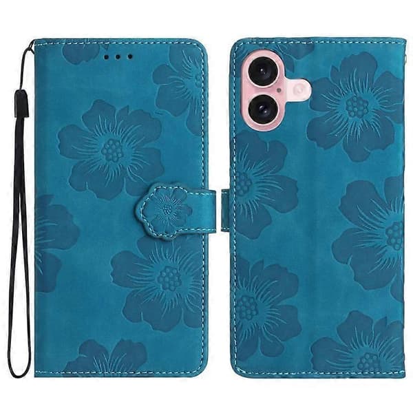 iPhone 17 Blomprägling Läderfodral