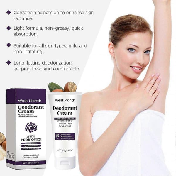 Deodorantcreme, Deodorantcreme til under armene, Deodorant til hele kroppen med probiotika, Kropslugtcreme, Fi