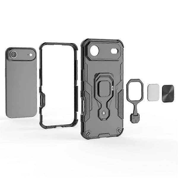 Kompatibel med iPhone 17 Air-deksel Roterbart ringstativ PC + TPU Støtsikkert telefondeksel