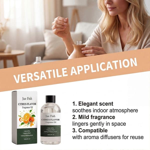 120 ml sitrusduftolje for diffusere, langvarig aromaterapi eterisk olje, beroligende og forfriskende hjemmeduftolje for luftfrisking