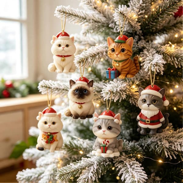 24-dagers julekalender med katter – Akrylpynt – til juletreet