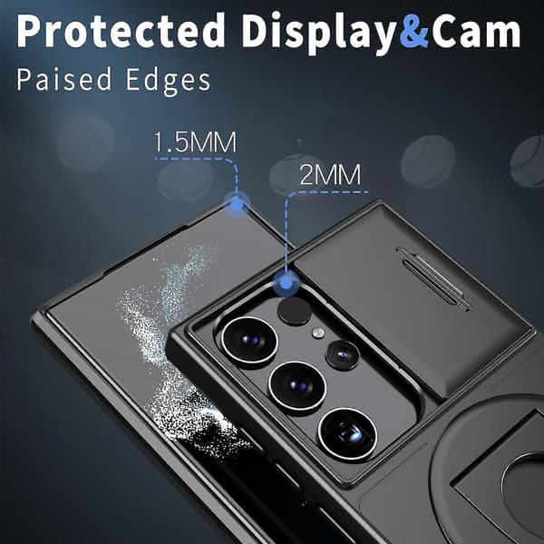 Til Samsung Galaxy S22 Ultra 5G Camshield MagSafe Ringholder Rustning Telefondeksel