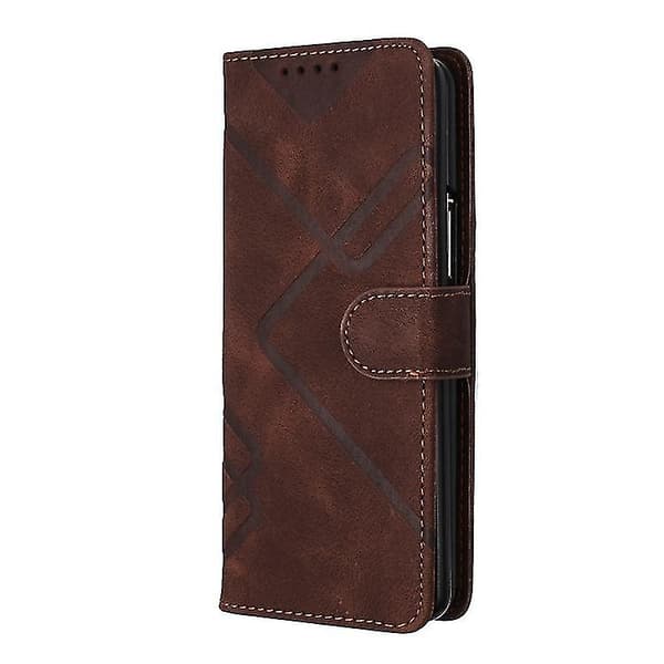 För Samsung Galaxy Z Fold3 Line Pattern Skin Feel Läder Telefonfodral