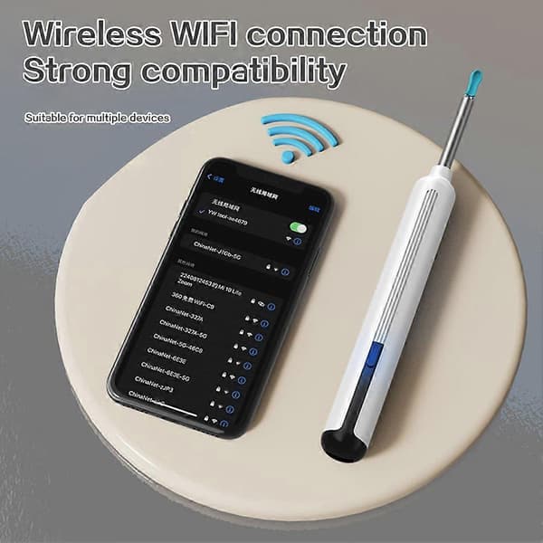 Wireless Smart Otoscope Visual Ear Cleaner Earwax Removal Tool Kit With Light Wifi Ear Endoscope For Iphone Ipad Android (Black)