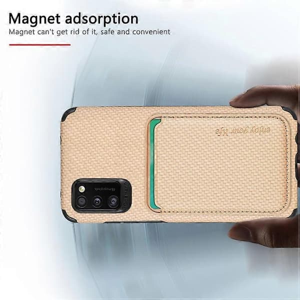 För Samsung Galaxy A41 kolfiberläderkort Magsafe Phone Case