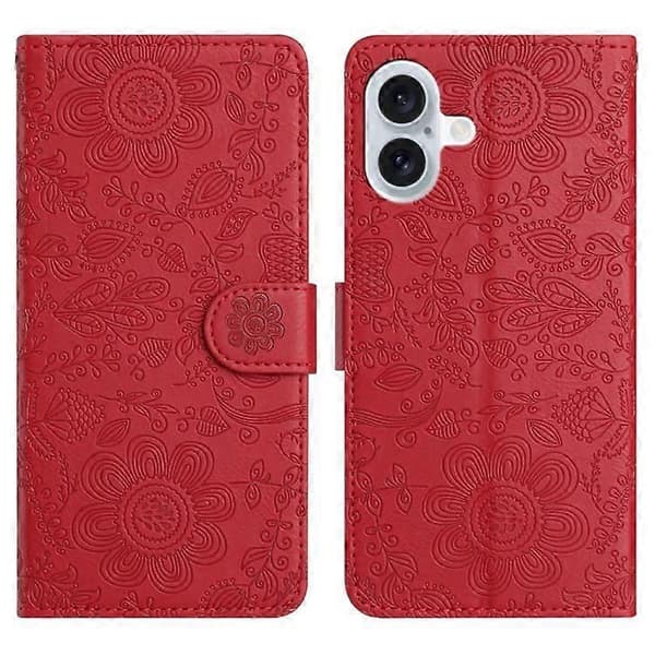 iPhone 17 Blomsterpræget Læder Telefoncover