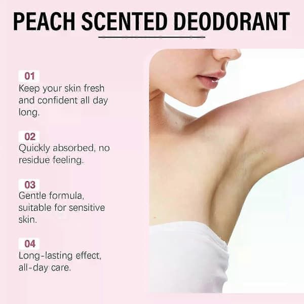 Persikodoftande Deodorant för Kvinnor - 30g/1oz, Infunderad med Kokos & Vanilj, Långvarigt Luktskydd, Resevänlig & Hudvårdande Formula