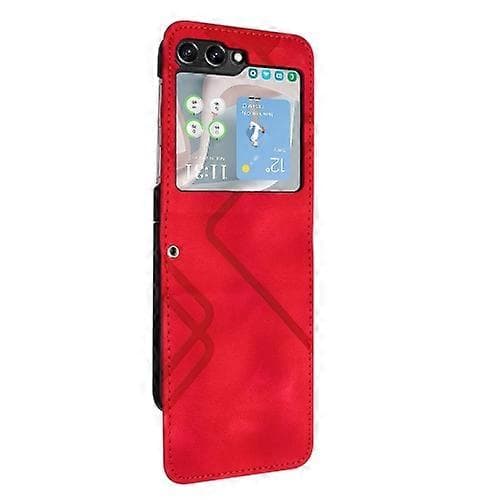 For Samsung Galaxy Z Flip5 Line Pattern Skin Feel Leather Phone Case