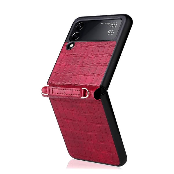 För Samsung Galaxy Z Flip3 5G Siamesisk Bambu Textur Telefonfodral med Snodd
