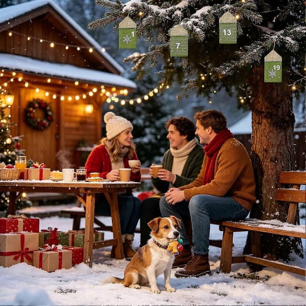 24 nummererte julekalenderposer, vaskbare festlige poser til juletrepynt