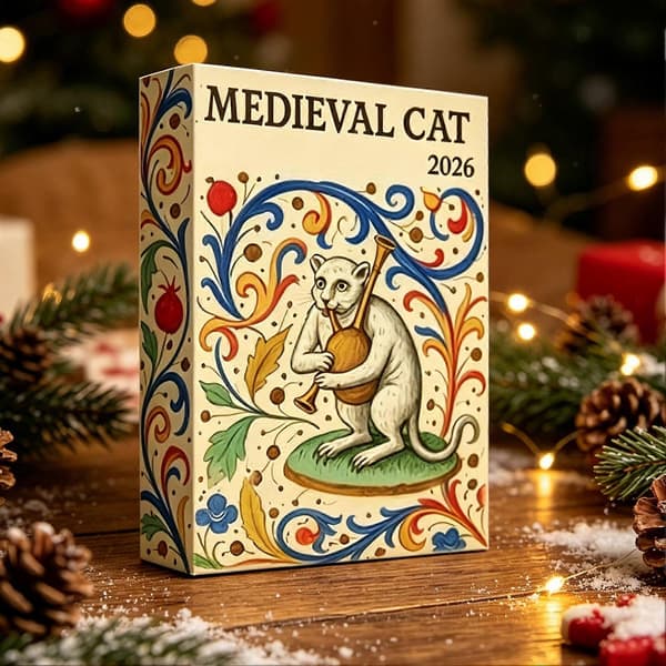 Middelalderkatt 2D akryl julekalender, 24-dagers nedtellingsdekorasjon, julegave til hjemmefest