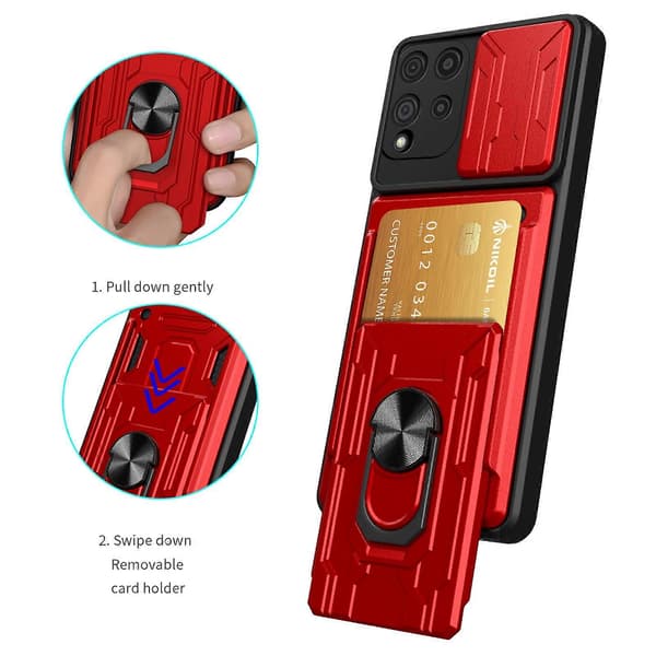 För Samsung Galaxy A22 4G Sliding Camshield Card Phone Case