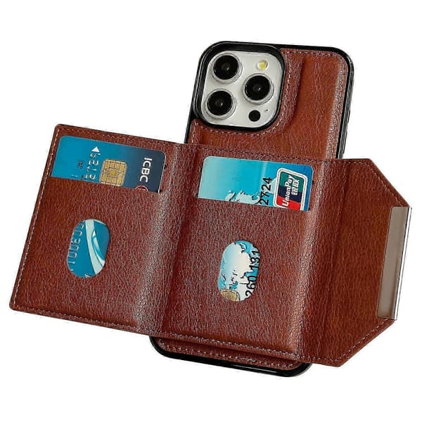 Til iPhone 16 Pro Cover Korttaske Støtteben TPU+PU Telefoncover - Grå