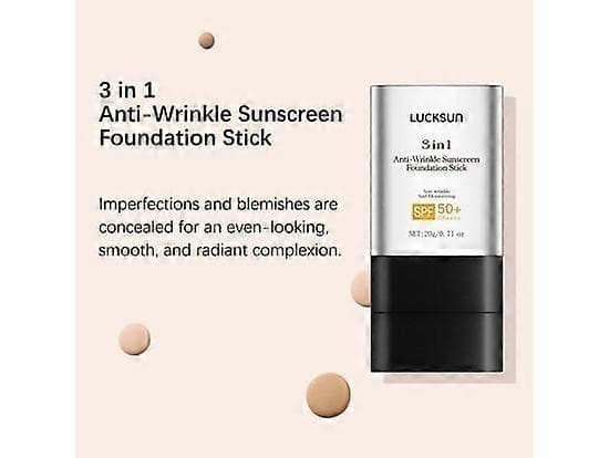 3-in-1 Anti-Wrinkle Foundation Stick with SPF 50+ | Moisturizing, Lightweight and Full Coverage | Flawless Eraser with Brush