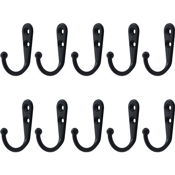 Wall hooks with screws, 10-pack, black
