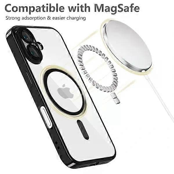 iPhone 16 cover MagSafe - Gennemsigtig / sort iPhone 16