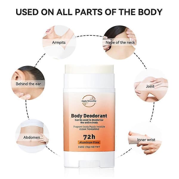 Aluminiumdeodorantstift med 72 timmars luktskydd, för hela kroppen, doft av mandarin, 75 g
