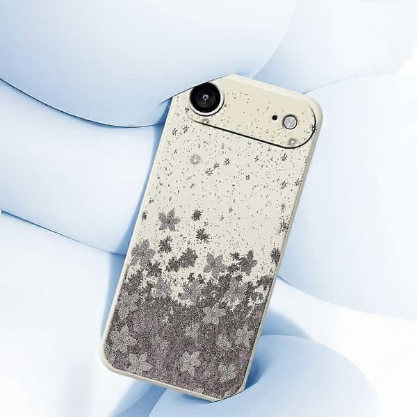For iPhone 17 Air-deksel med grått blomstermønster, rett kant, TPU-telefonbakdeksel